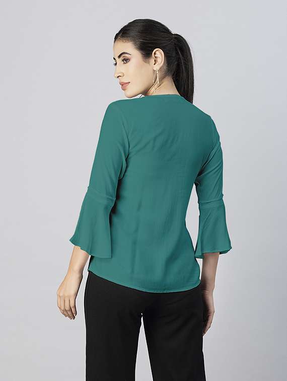 women's a line round neck top - 20288142 - Standard Image - 3