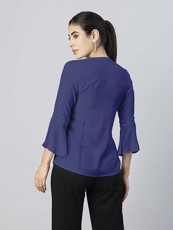 women's a line round neck top - 20288143 -  Standard Image - 3