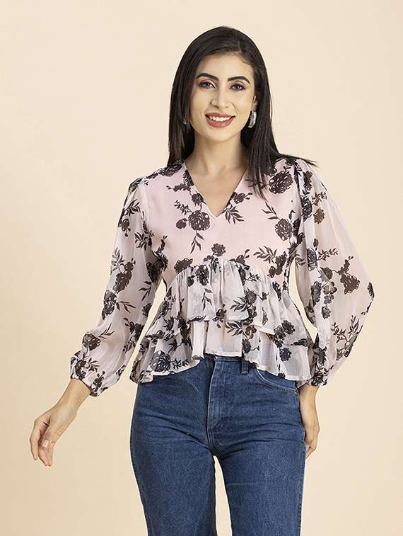 women's layered v neck top - 20288149 -  Zoom Image - 0