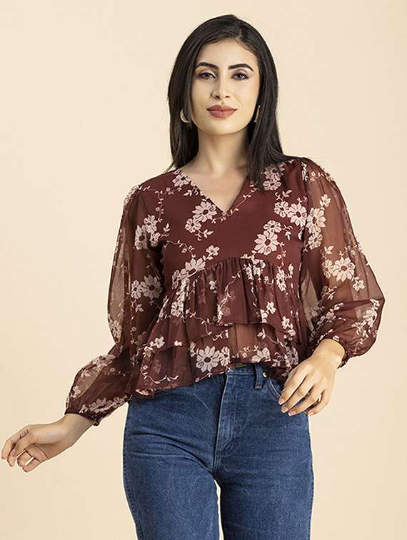 women's crop v neck top