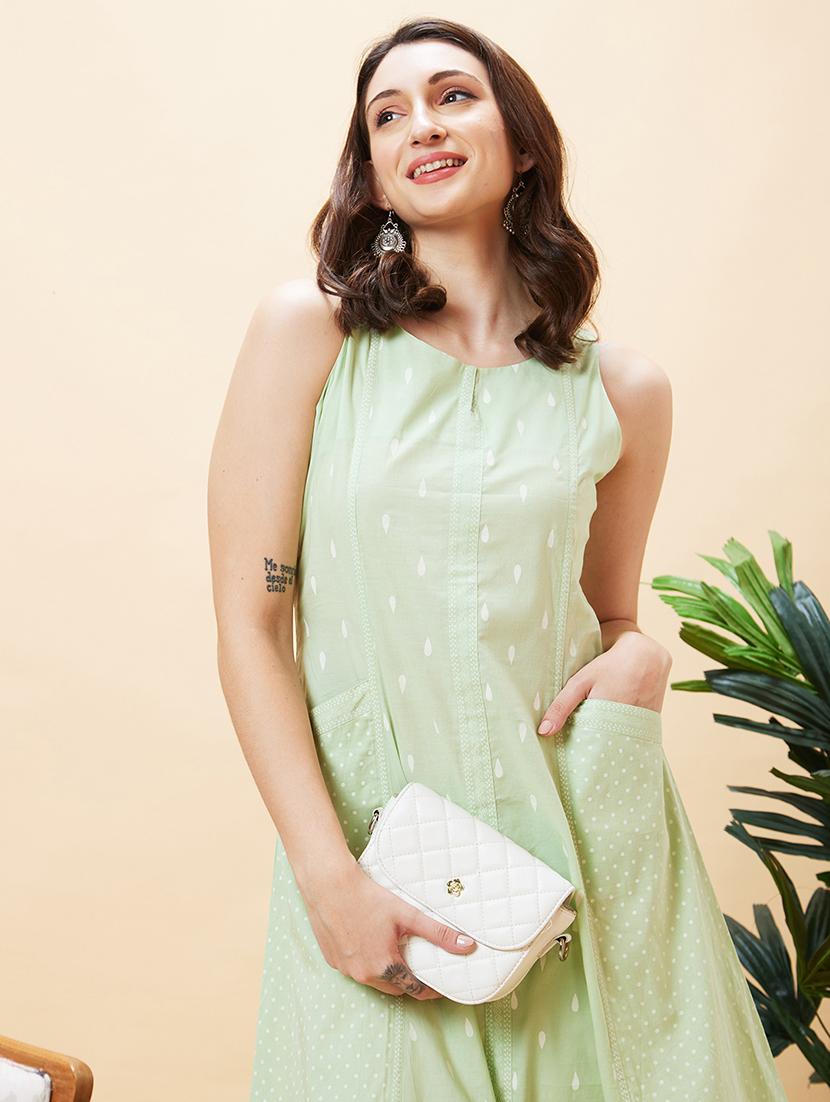 women green cotton asymmetric kurta - 20288165 - Standard Image - 5