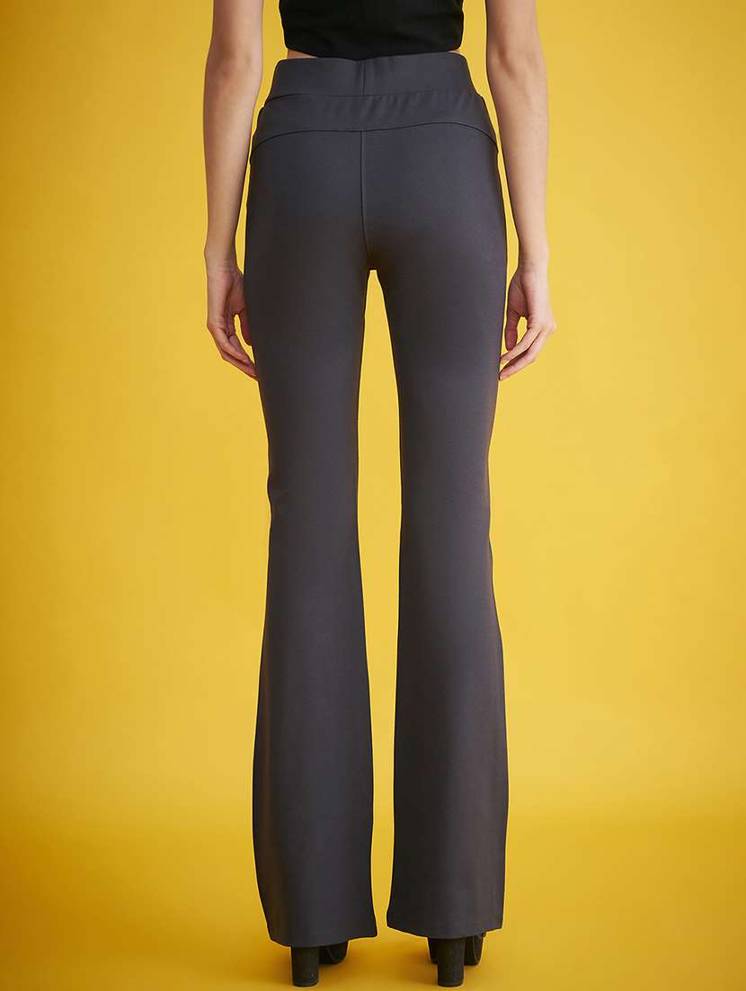 black solid boot cut trouser - 20288403 -  Standard Image - 3
