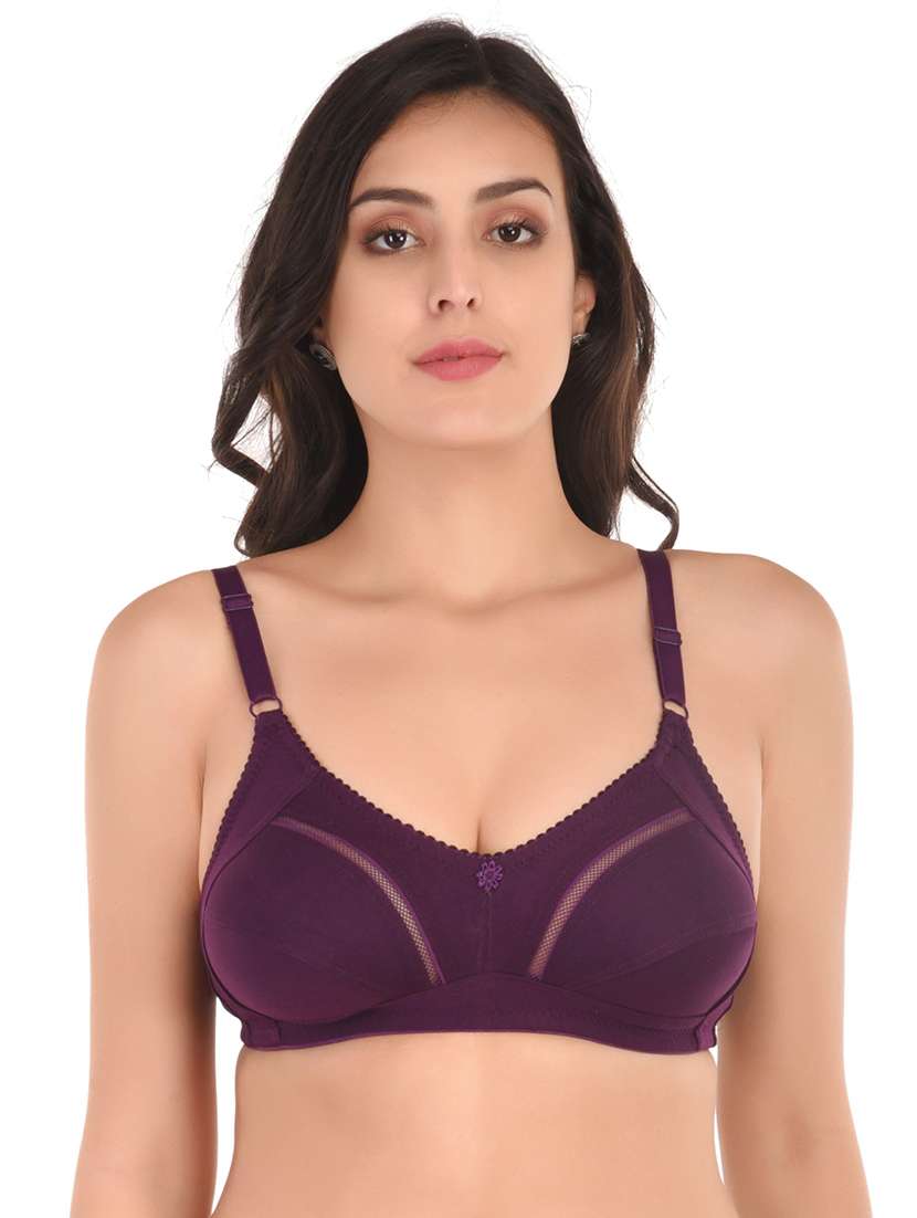 purple cotton blend regular bra