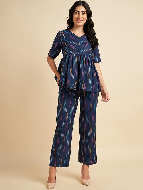 navy blue ikat pattern co-ords - 20289173 - Standard Image - 0