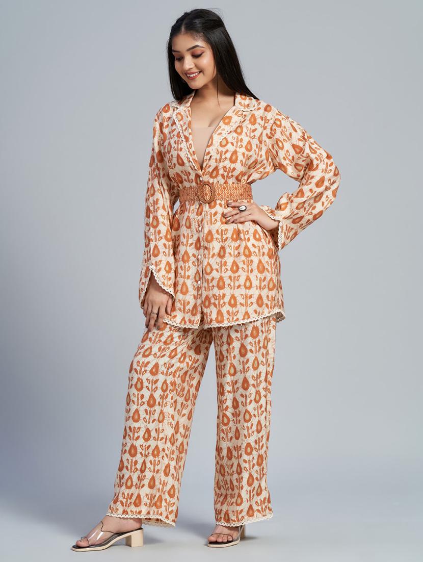 orange batik print top and trouser co-ord set - 20289766 - Zoom Image - 0