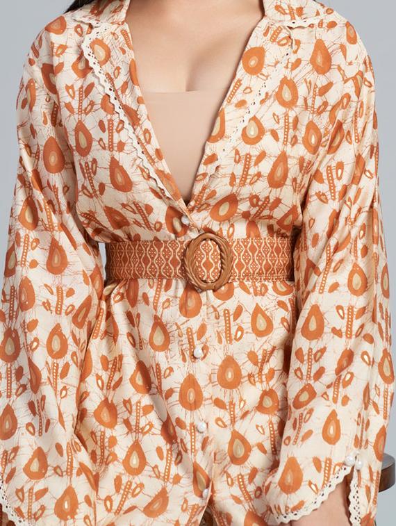 orange batik print top and trouser co-ord set - 20289766 - Standard Image - 3