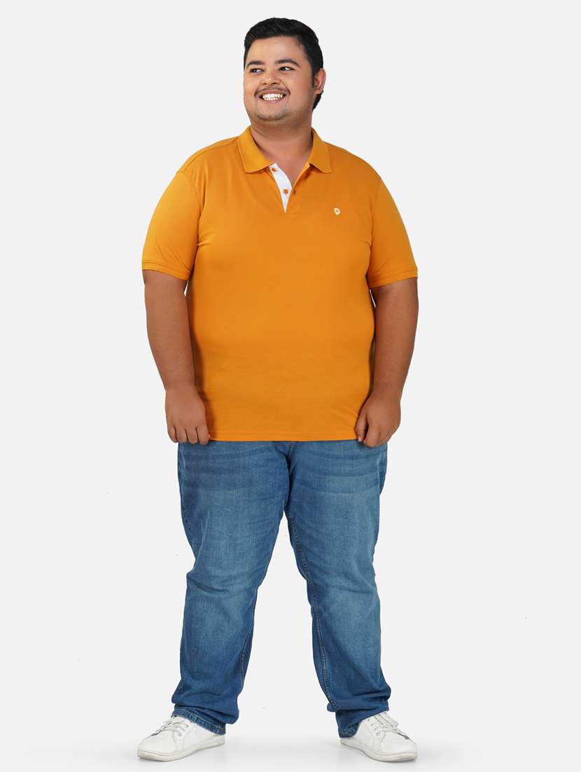 men mustard plus size polo t-shirt  - 20289808 -  Standard Image - 3