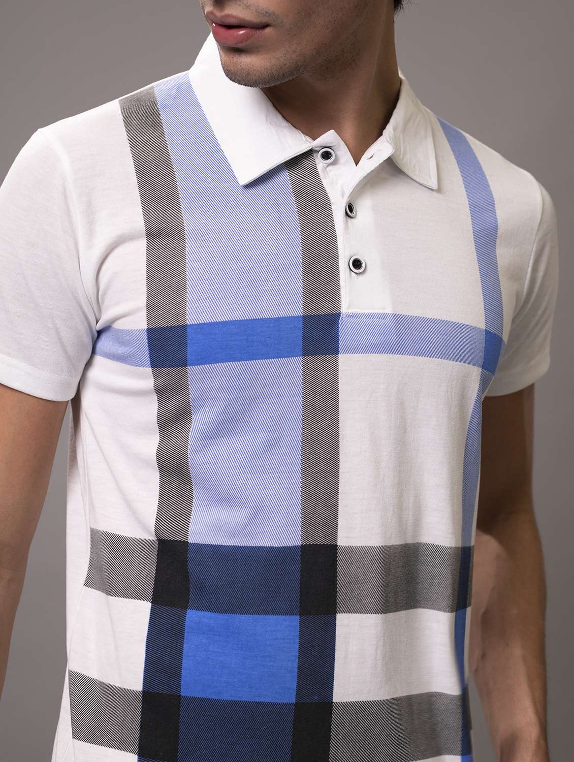 men white checkered polo t-shirt - 20289841 - Standard Image - 5