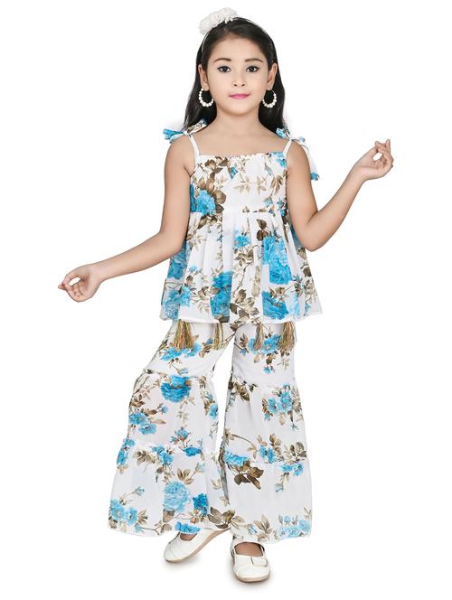 girls floral printed flared kurta & sharara set - 20291103 -  Standard Image - 0