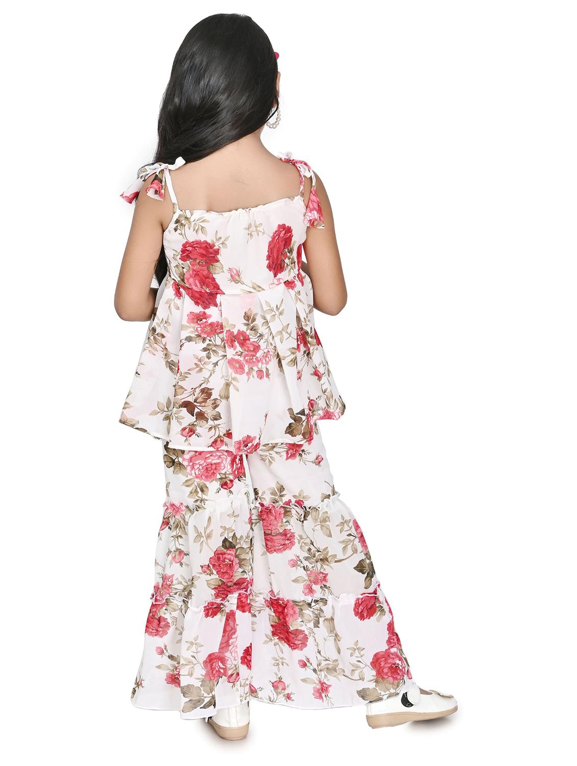 girls floral printed kurta & sharara set - 20291121 - Standard Image - 3