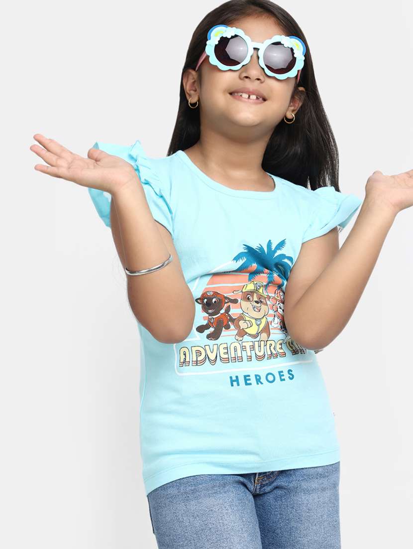 girls blue cotton regular tee - 20291212 -  Standard Image - 3