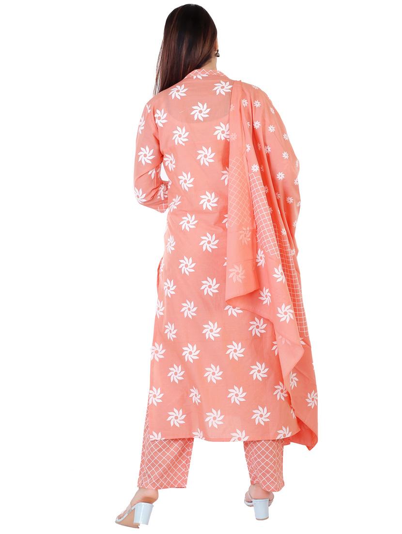 peach colored kurta pant set - 20291330 - Standard Image - 3