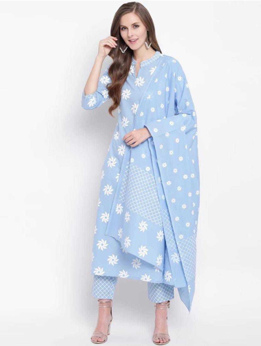 light blue colored kurta pant set - 20291331 - Zoom Image - 0