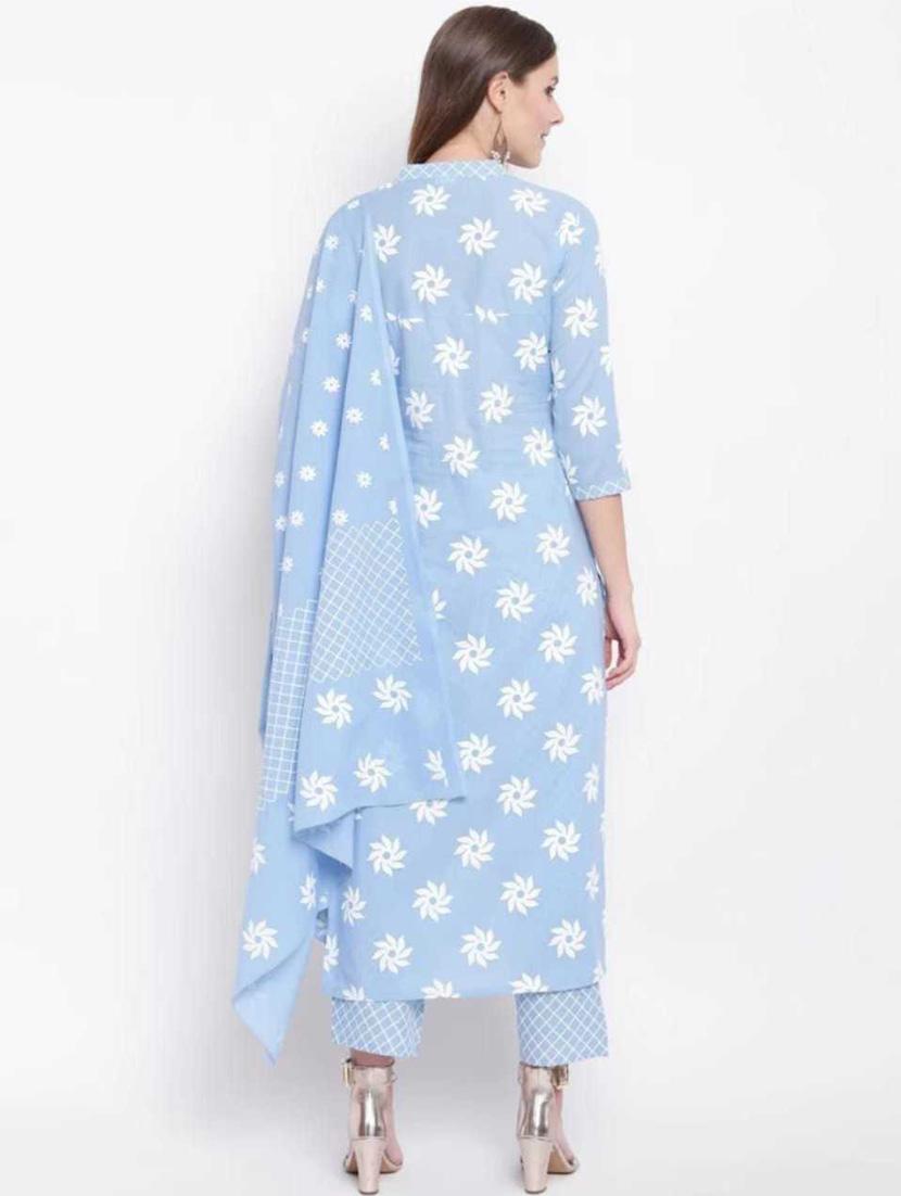 light blue colored kurta pant set - 20291331 - Standard Image - 3