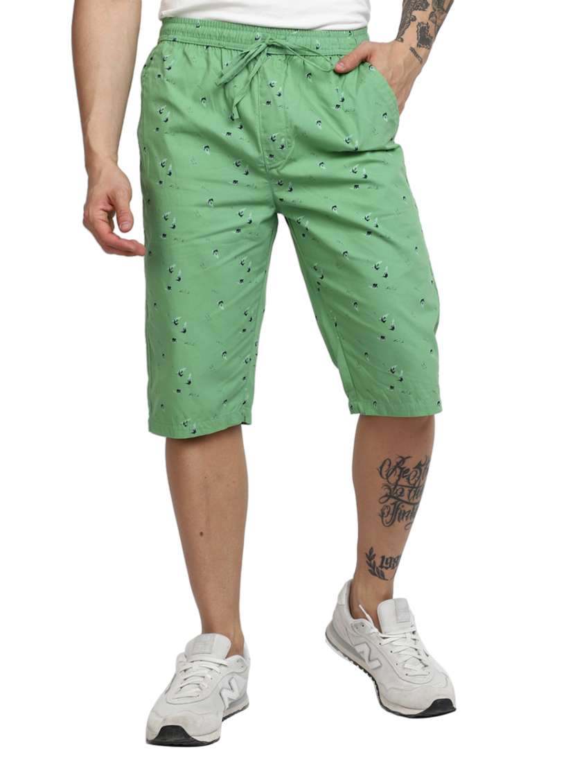 men pastel green 100% cotton three - fourth