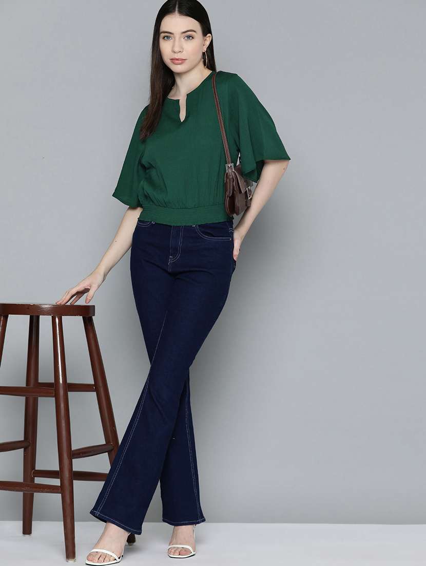 women's crop notch neck top - 20291449 -  Standard Image - 3