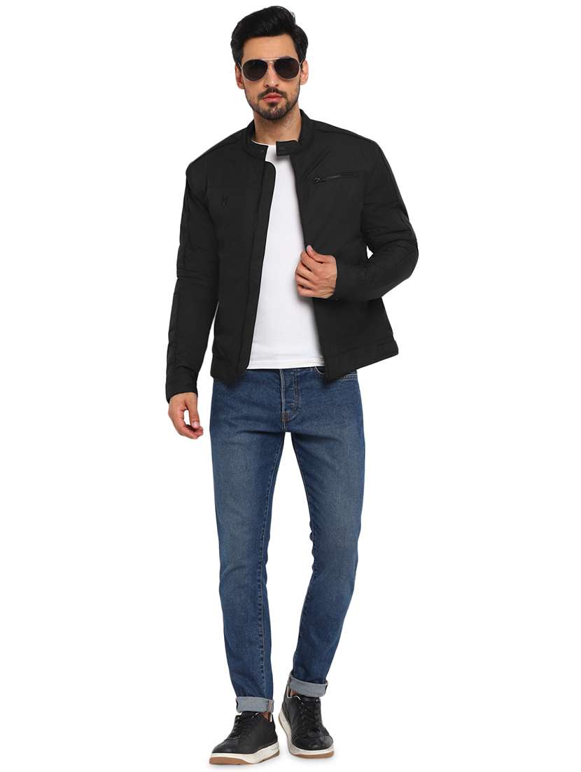 men black casual biker jacket - 20291908 -  Standard Image - 3