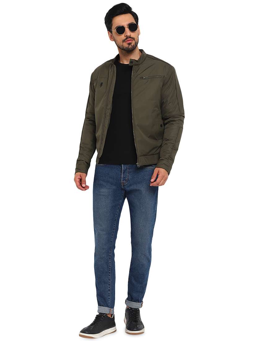 men green casual biker jacket - 20291909 -  Standard Image - 3