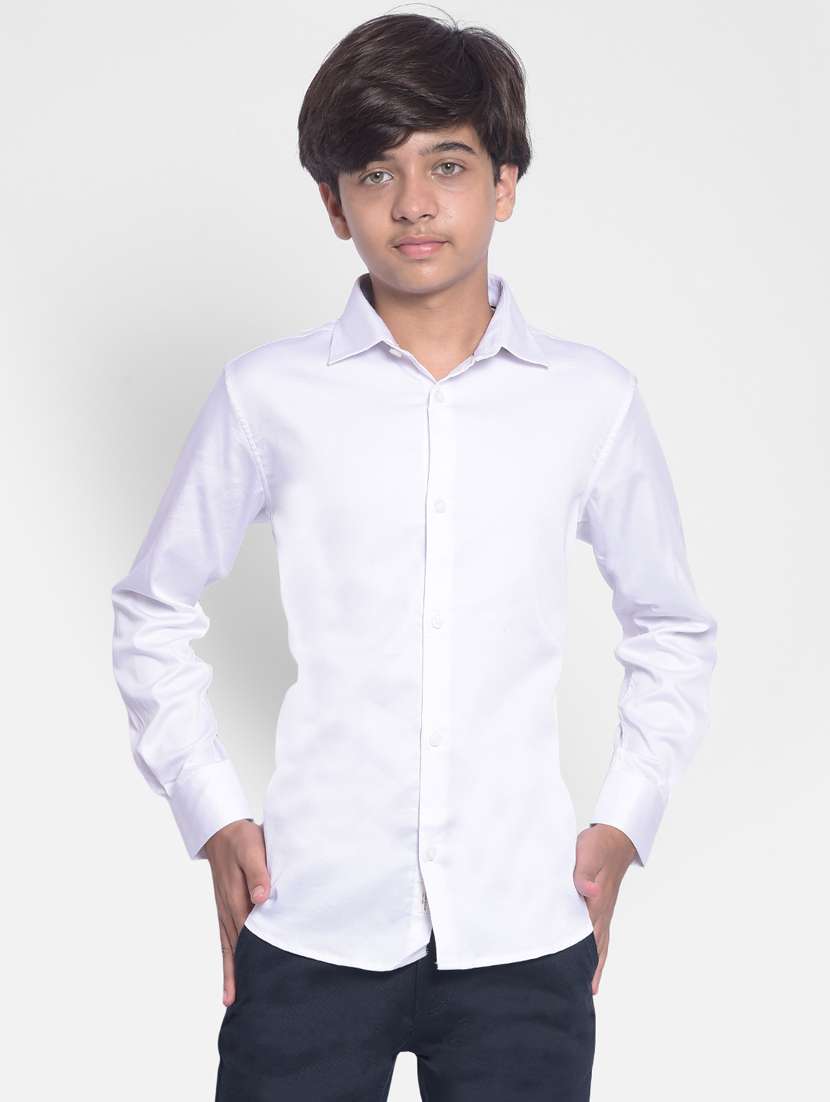 boys white poly cotton shirt