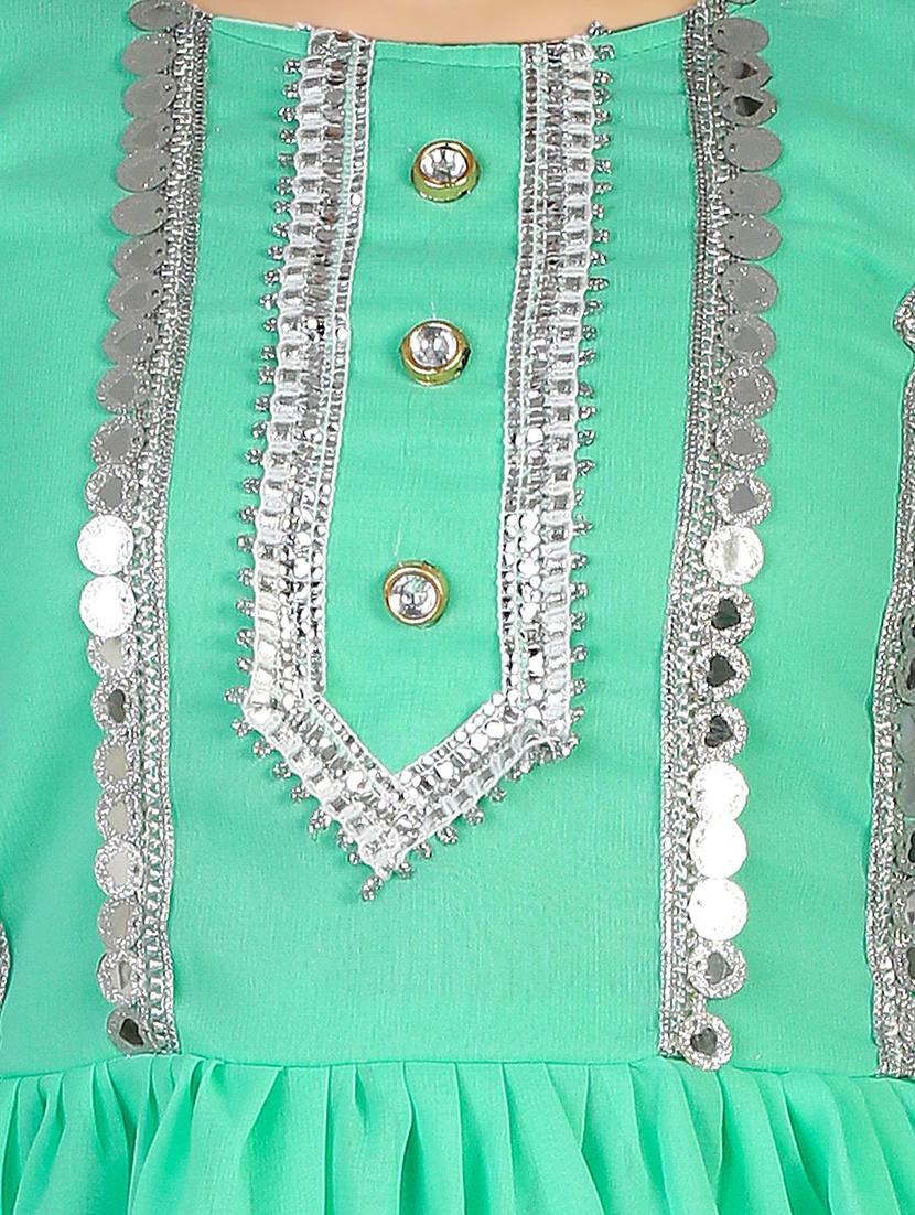 girls green embellished kurta sharara set - 20292805 - Standard Image - 3