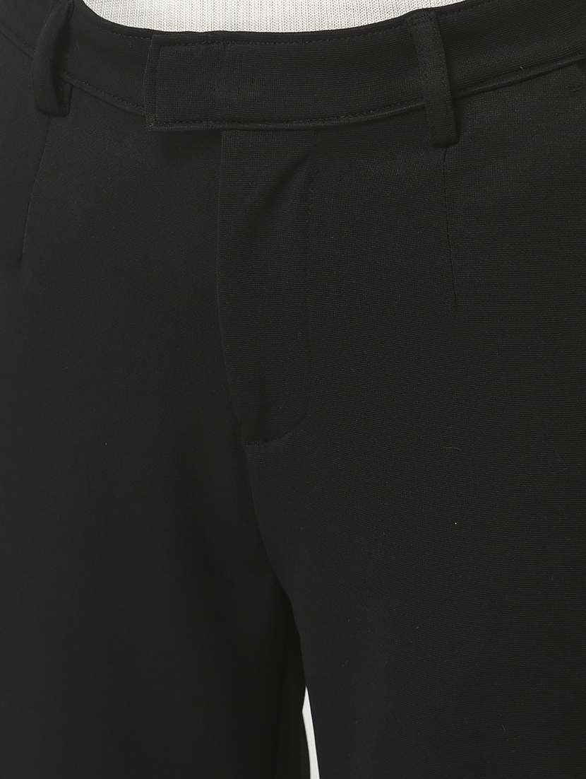 black solid flat front trouser - 20294254 -  Standard Image - 5