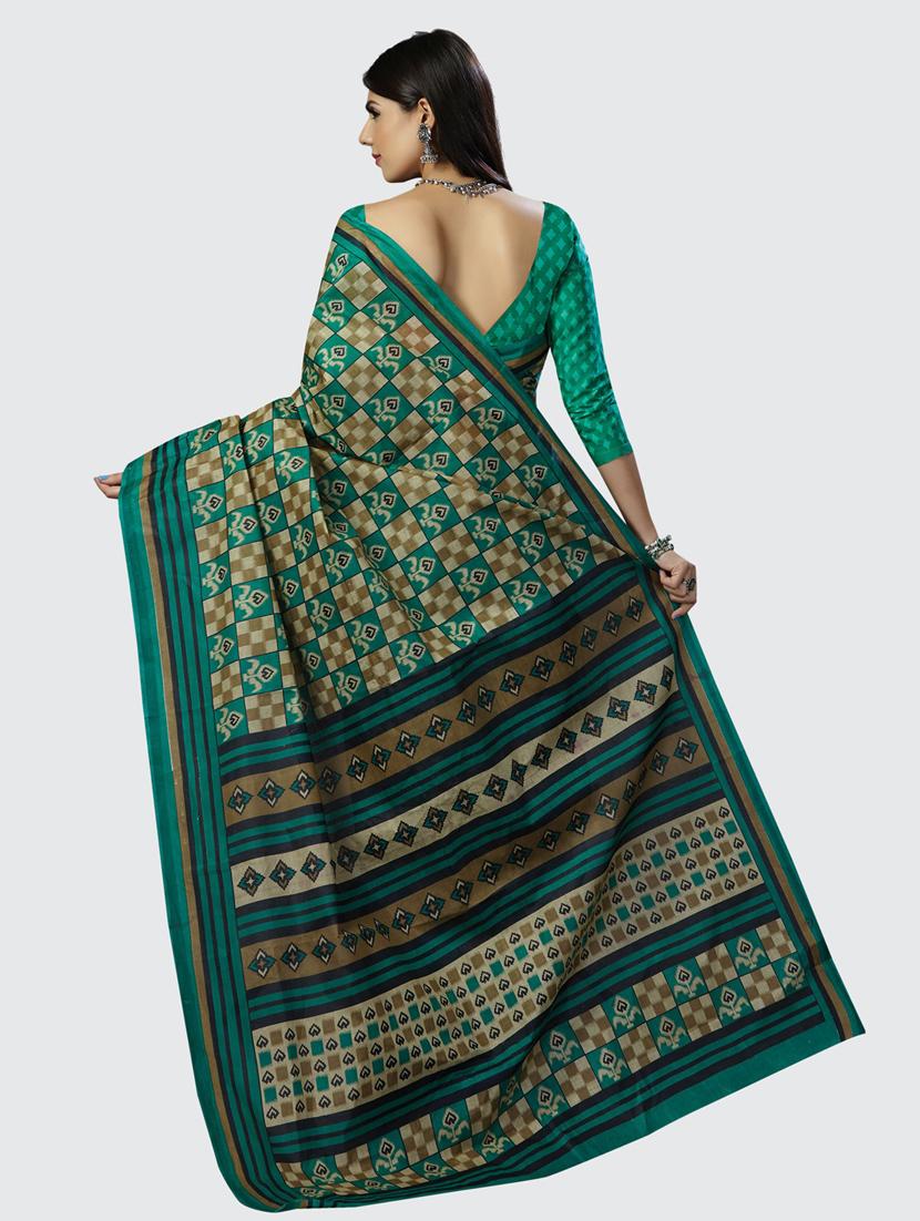 women green cotton hnadloom saree with blouse - 20294851 - Standard Image - 3