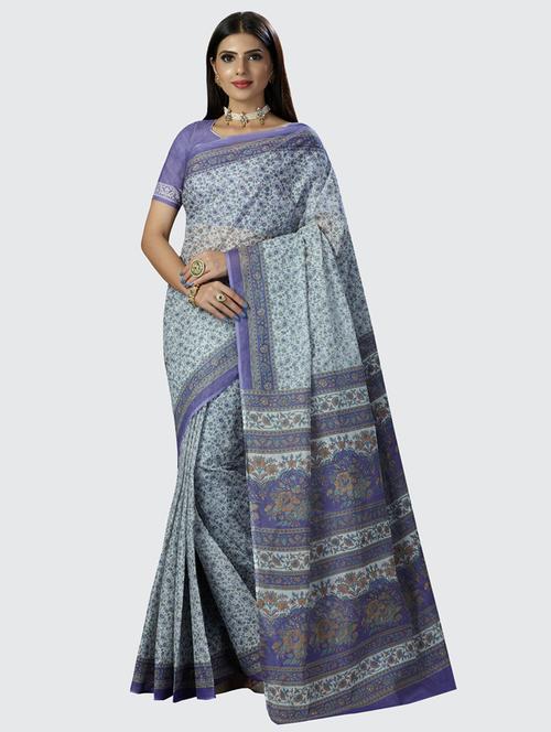 purple colored printed  saree - 20294853 -  Standard Image - 0