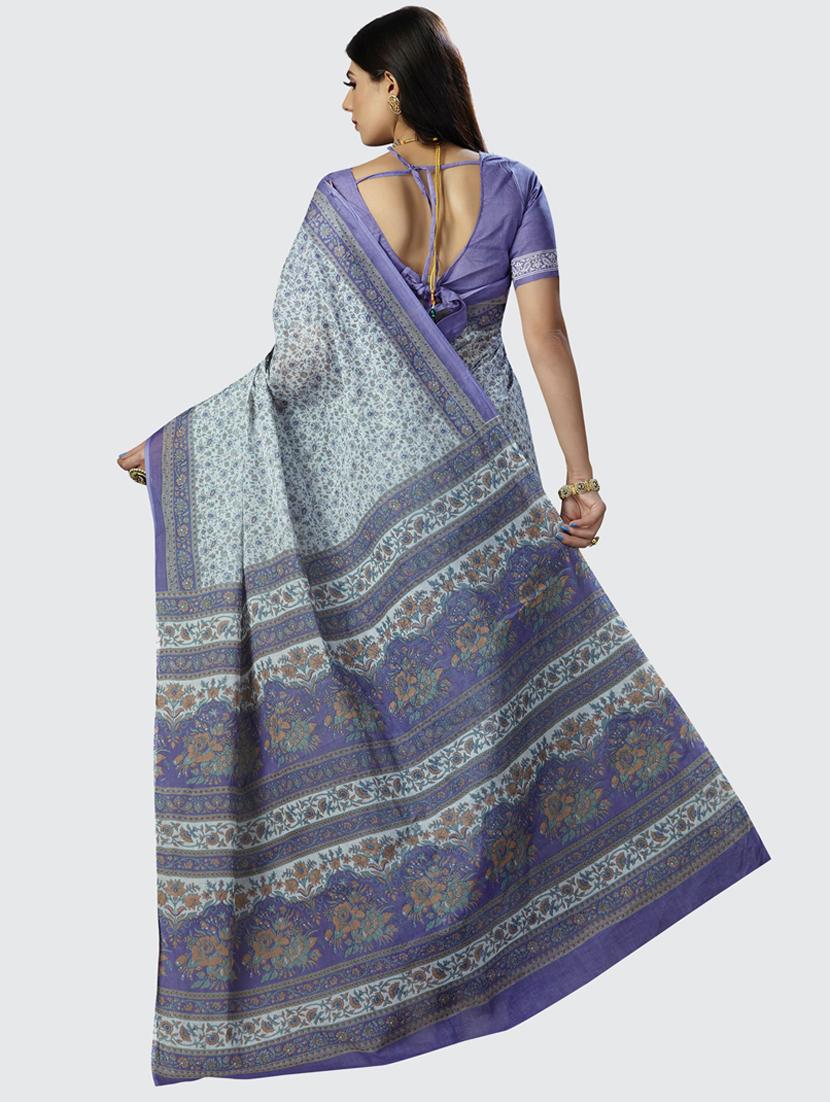 purple colored printed saree - 20294853 - Standard Image - 3