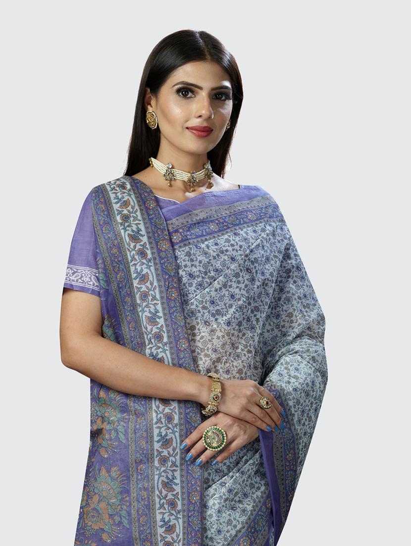 purple colored printed saree - 20294853 - Standard Image - 5