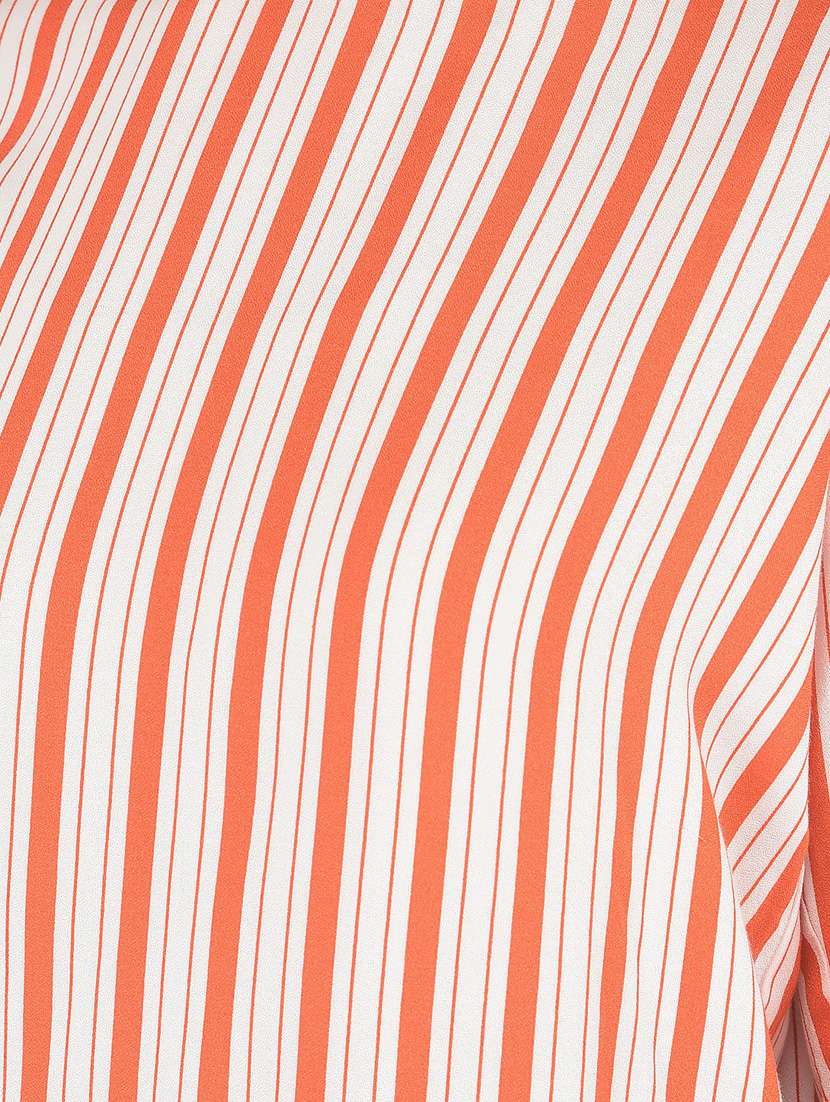 women orange stripes viscose regular top - 20294860 - Standard Image - 5