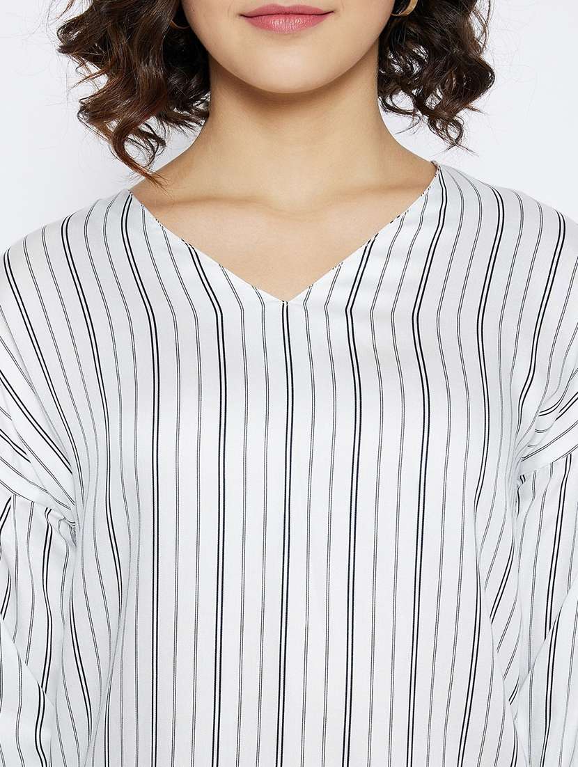 women white striped polyester high-low top - 20294885 -  Standard Image - 5