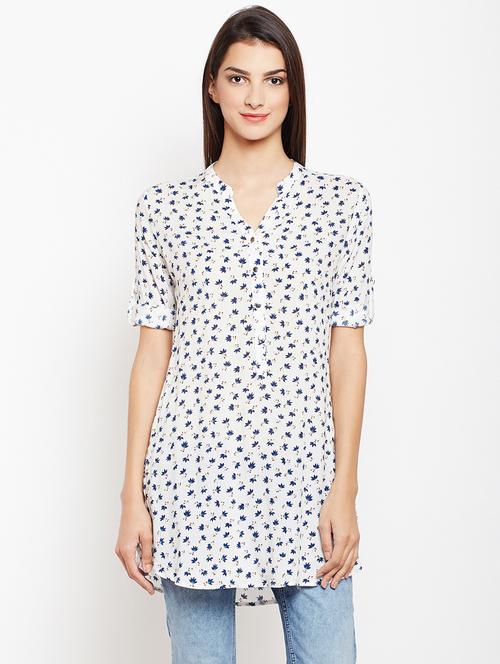 white floral regular tunic - 20294903 -  Standard Image - 0