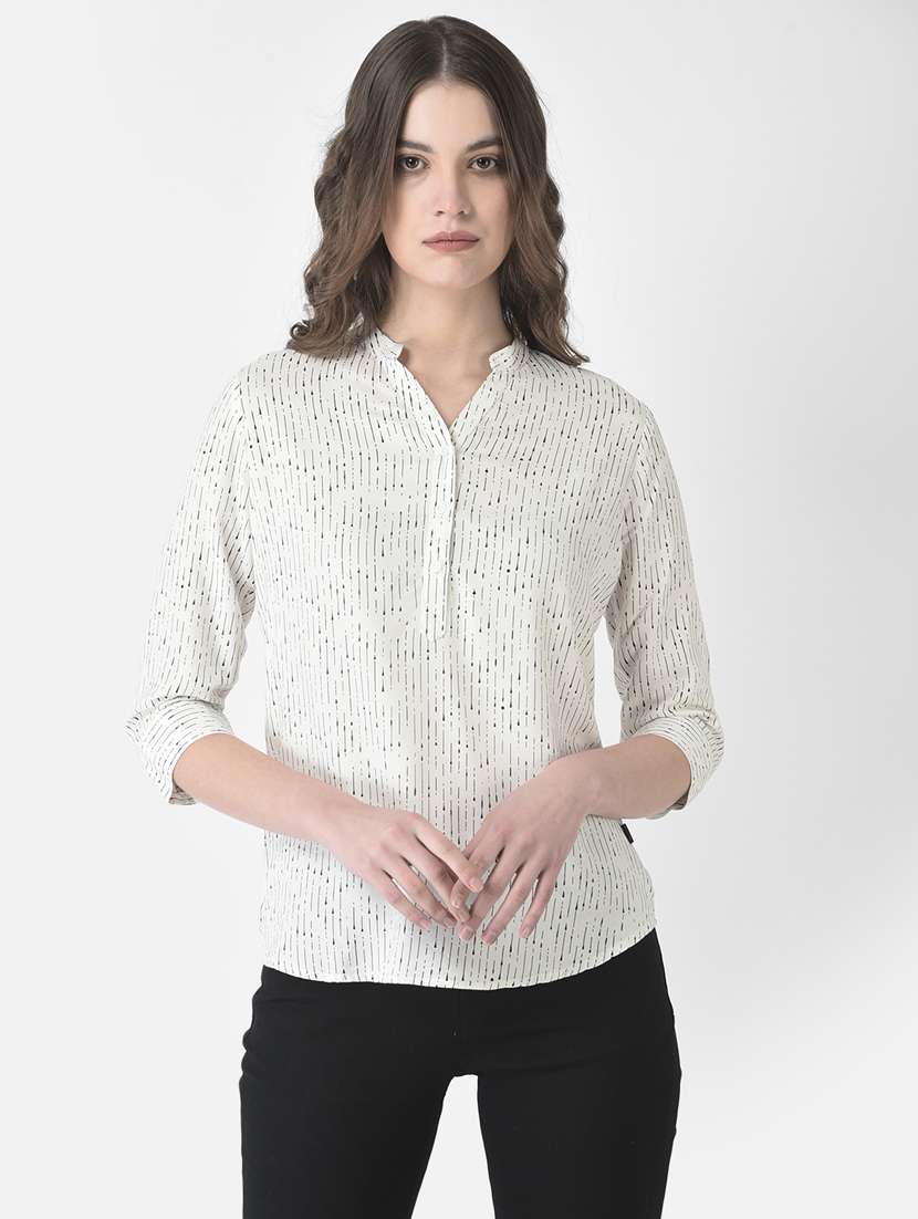 white cotton blend regular top