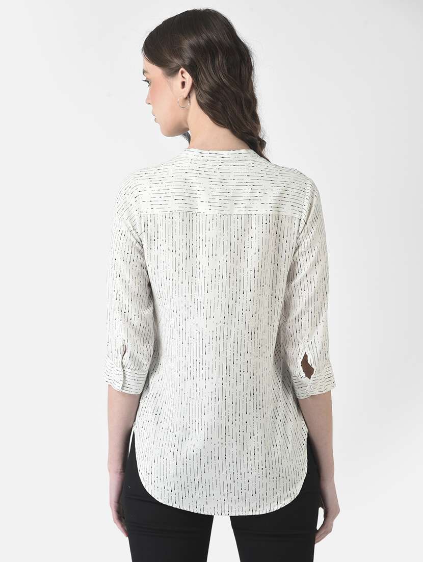 White Cotton Blend Regular Top - 20294909 -  Standard Image - 3