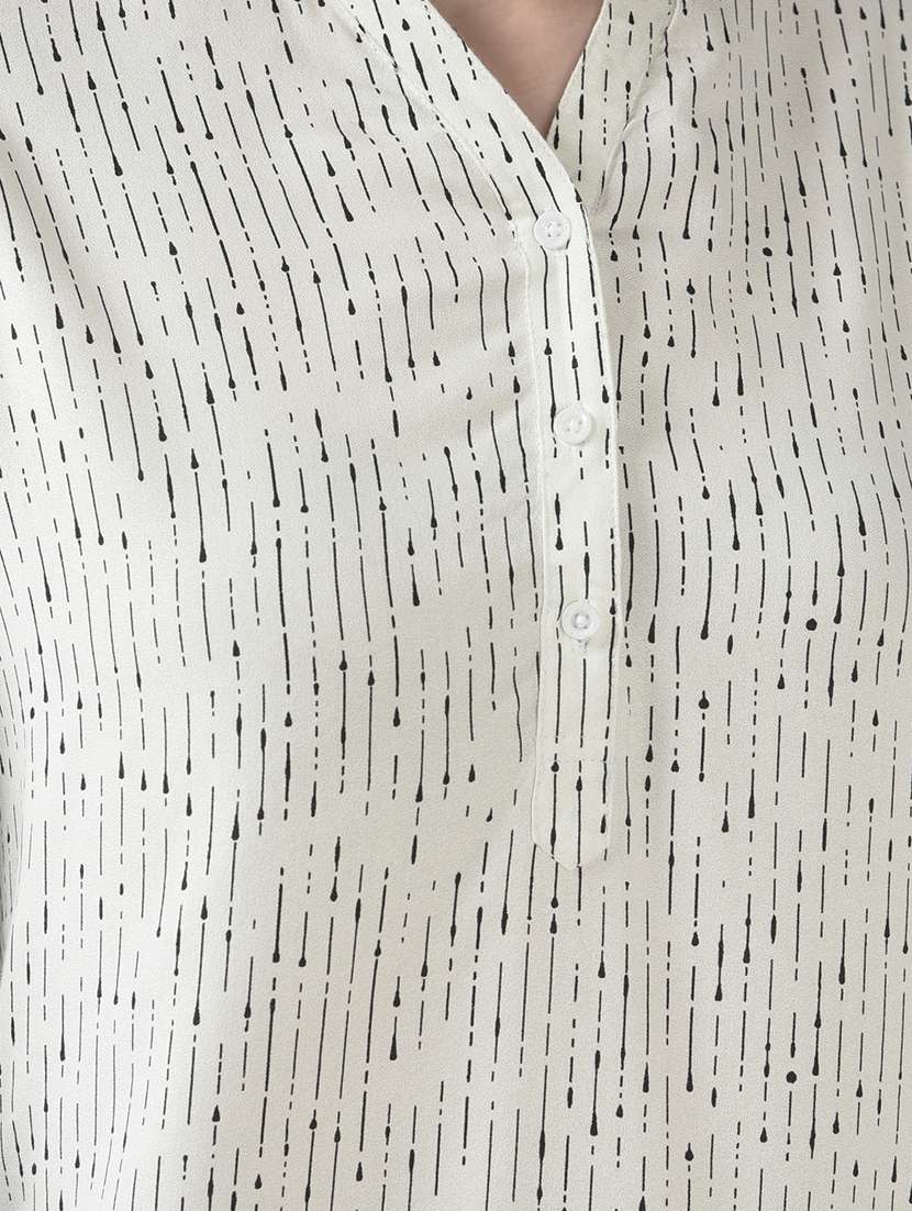 White Cotton Blend Regular Top - 20294909 -  Standard Image - 5