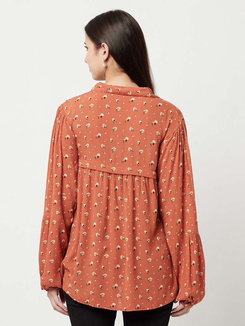 women orange viscose regular top - 20294918 -  Standard Image - 3