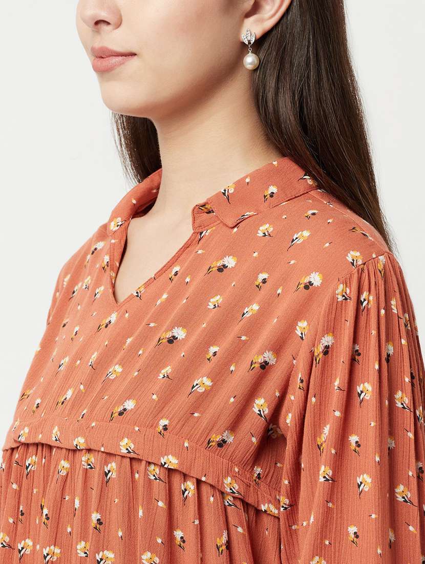 women orange viscose regular top - 20294918 -  Standard Image - 5