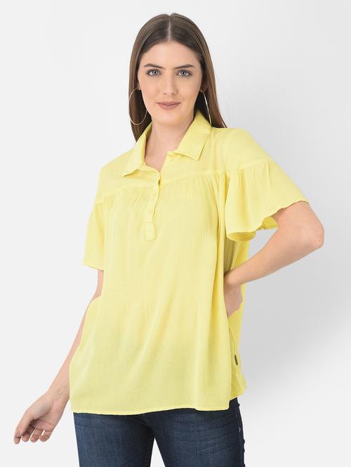 yellow solid a-line top - 20294926 -  Standard Image - 0