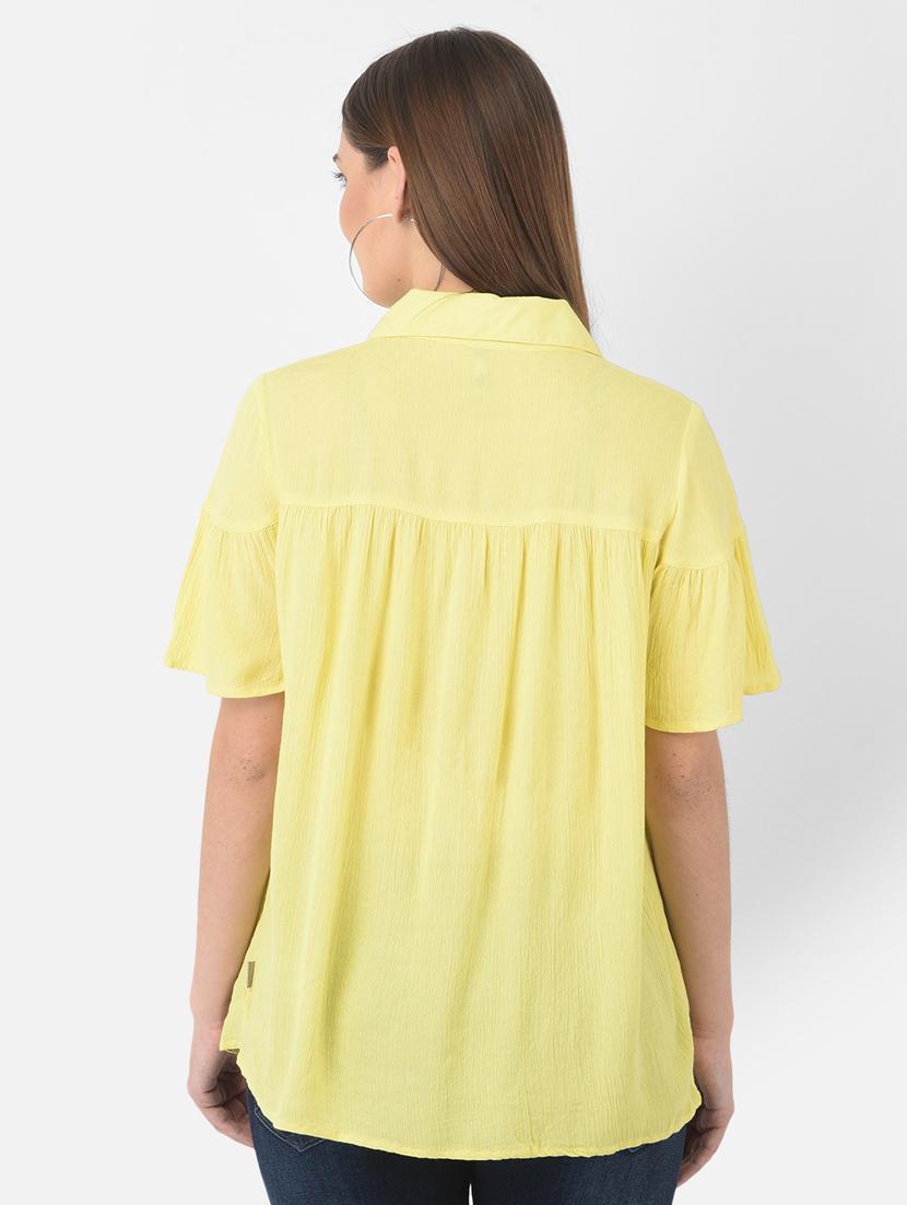 yellow solid a-line top - 20294926 - Standard Image - 3