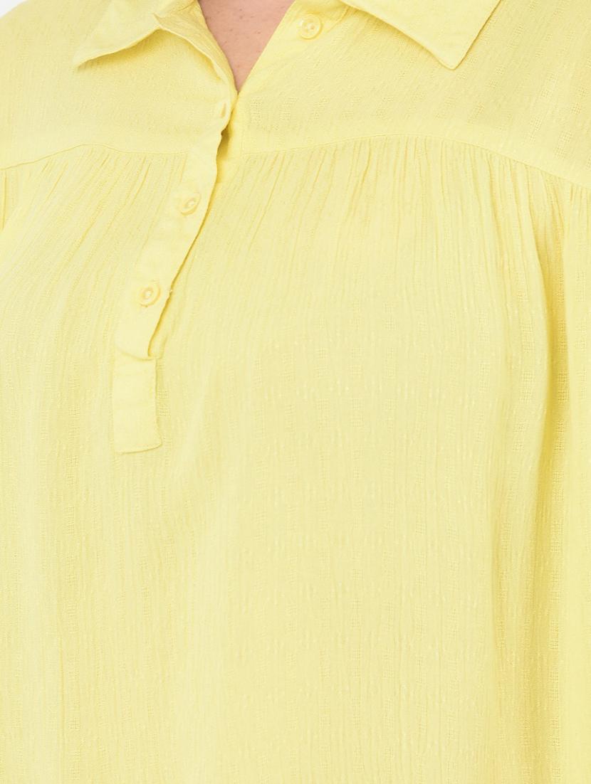 yellow solid a-line top - 20294926 - Standard Image - 5