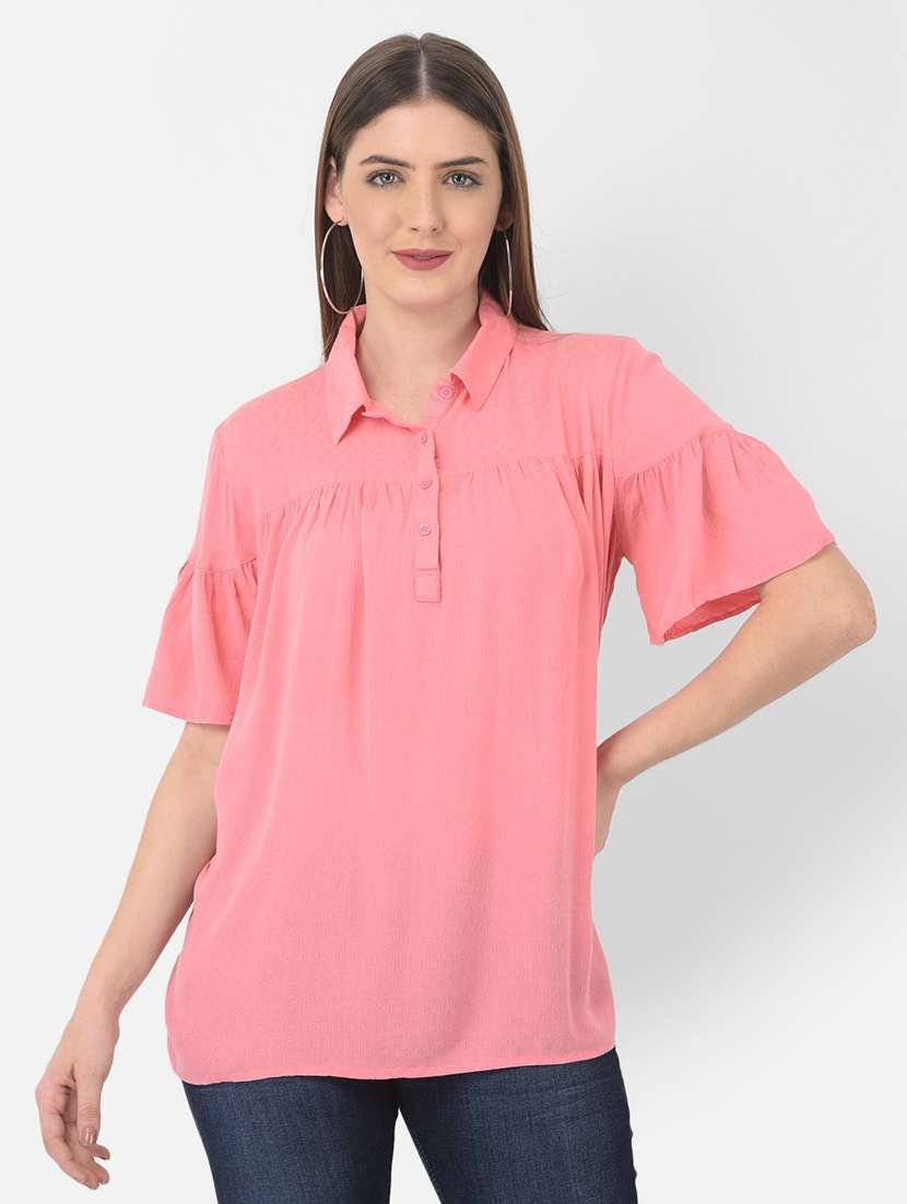 pink solid a-line top