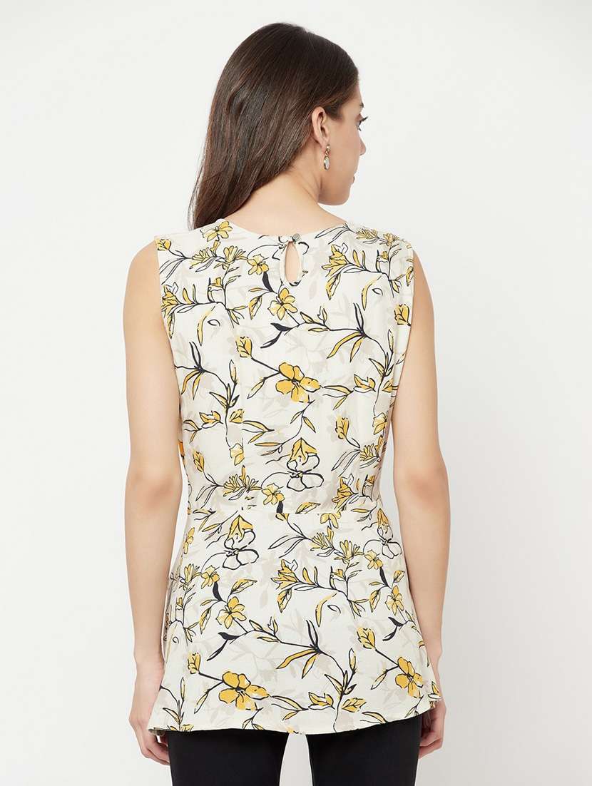 round neck floral printed regular top - 20294941 -  Standard Image - 3