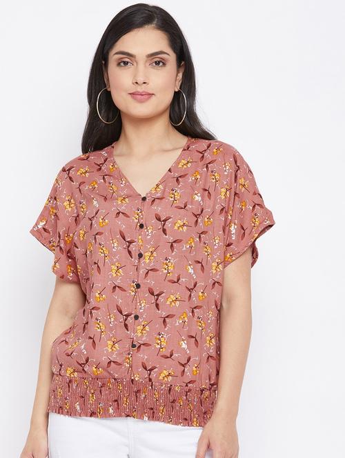 copper floral blouson top - 20294957 -  Standard Image - 0