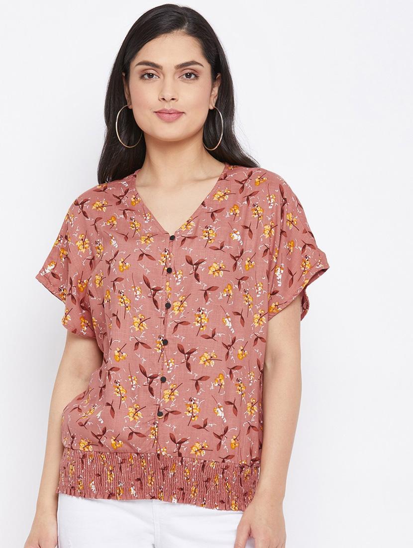 copper floral blouson top - 20294957 -  Zoom Image - 0