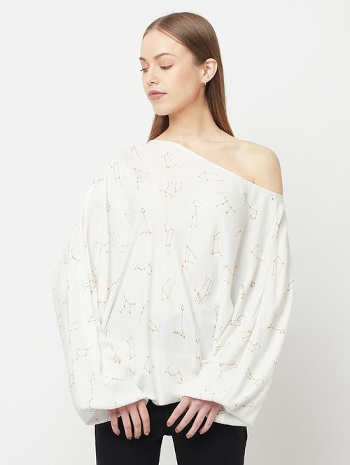 women printed asymmetric neck top - 20294993 - Standard Image - 0