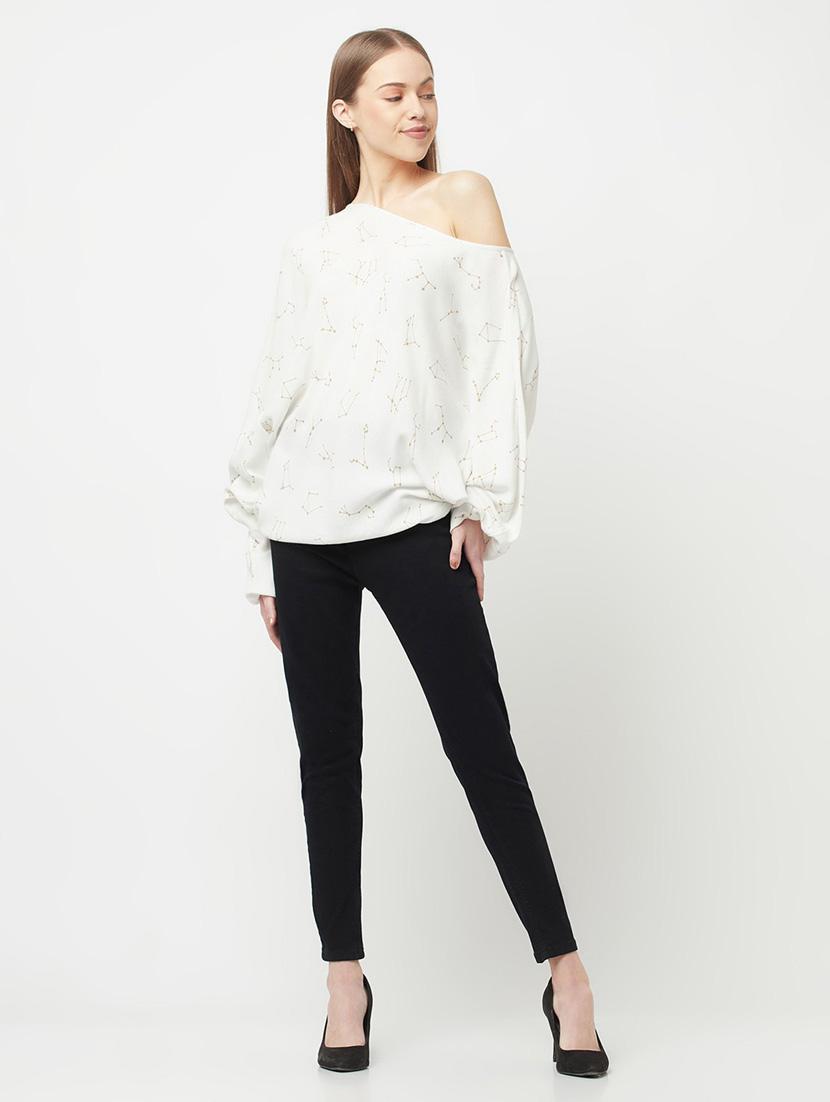 women printed asymmetric neck top - 20294993 - Standard Image - 3