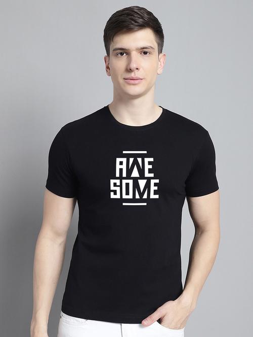 men round neck chest print t-shirt - 20295669 -  Standard Image - 0