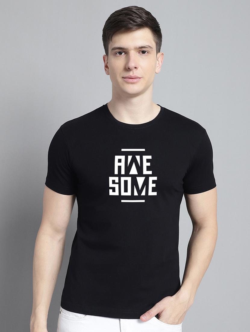 men round neck chest print t-shirt - 20295669 -  Zoom Image - 0