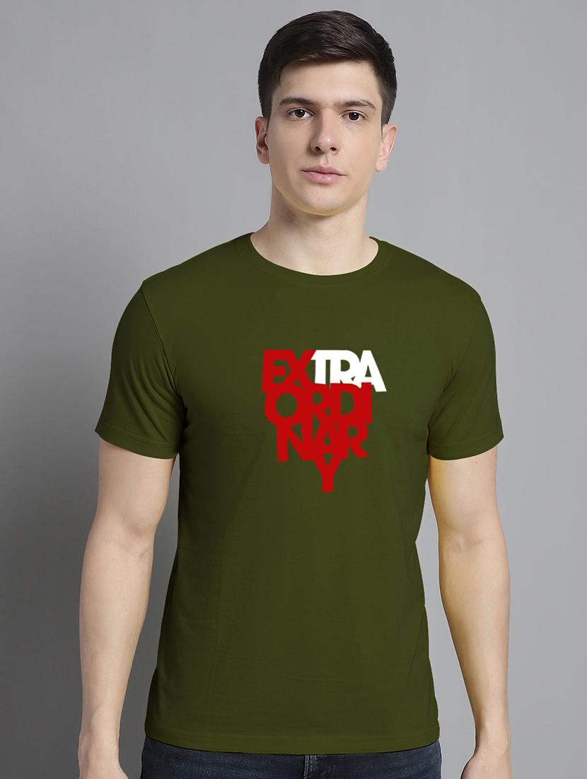 men typography print olive cotton t-shirt - 20295695 - Zoom Image - 0