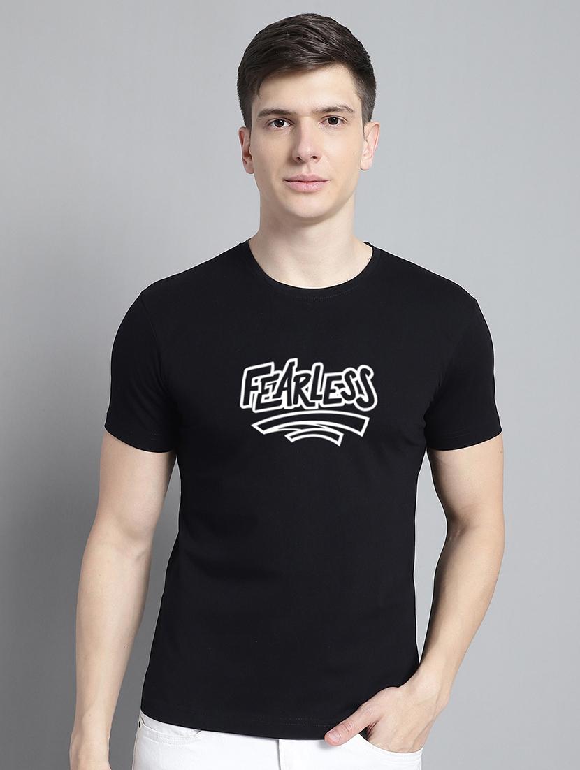 men black cotton chest print t-shirt - 20295697 -  Zoom Image - 0